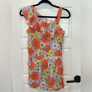 Girls Cat & Jack Floral Romper with Pockets Size XL 14-16